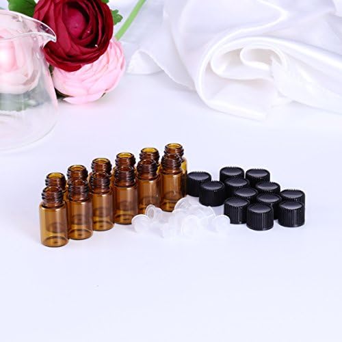 Cabilock Durável 30 PCs 3ml Mini Garrafas de frasco de vidro âmbar e tampa para óleos essenciais saco de amostra de