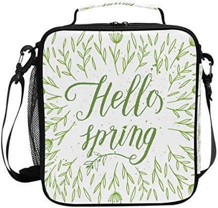 My Little Nest Isoller Cooler Square Tote Saco de lancheira Hello Spring Wreath Work Térmico Piquenique Alterar alimentos para homens para homens Crianças