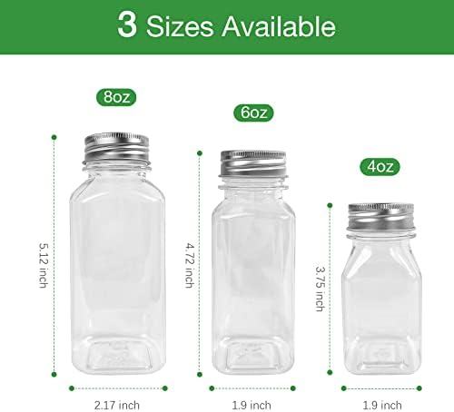 Garrafas de suco de plástico pequenas srnrus 4 onças de 6 onças, 6 onças, 6 pacote reutilizáveis ​​recipientes de bebidas transparentes