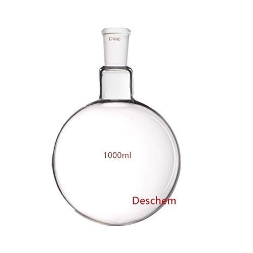 Deschem One Neck, 1000ml, 24/40, balão de vidro de fundo redondo, 1L, 1 decote, garrafa de laboratório