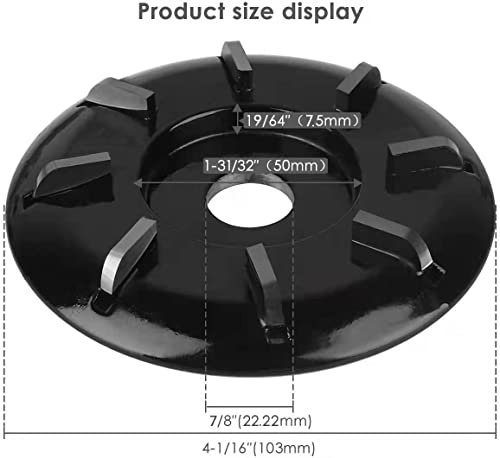 Disco de escultura turbo de madeira 103 mm em 8 dentes, para moedor de ângulo padrão americano de 4-1/2 polegadas ou