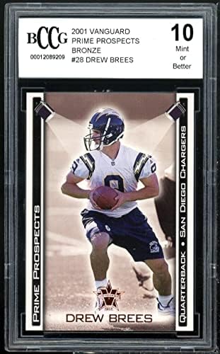 2001 Vanguard Prime Prospects Bronze #28 Drew Brees Rookie BGS BCCG 9 Perto da Mint+