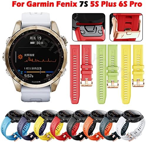 Cinta de fivela de ouro rosa de silicone lyvi para Garmin Fenix ​​5s mais 6s Pro 7s Wrist Band 20mm retrobaction watchband