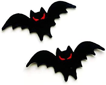 O conjunto de 2 minúsculos. Mini Black Black Evil Bat Vampire Halloween Patches de logotipo de desenho animado costurarem ferro em apliques bordados, figurino