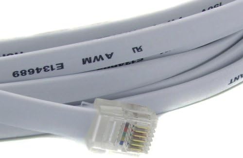 Riteav - 100 pés rj12/m a rj12/m 6p6c reto para linha telefônica de dados - cinza