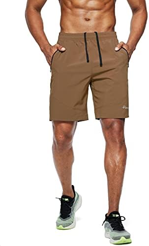 Treino masculino de pudolla executando shorts leves de ginástica atlética para homens com bolsos com zíper