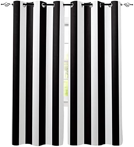 Jiameluck moderno simples listras em preto e branco cortinas decoração de garoto quarto cortina de quarto com grommets cortinas de
