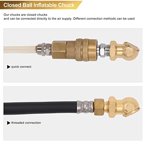 WNCGC 1/4 Air Chuck portátil Fechou inflador de bola de bronze para acessórios de compressor de medidores de inflador,