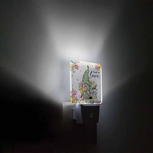 Plug-in Night Light, Gnome Spring Color Flower Páscoa Tulipas Lâmpada LED de parede Com sensor Auto-Dusk to Dawn Sensor, Dia das Mães Amor Romance Luz Noturna Floral Para Quarto, Banheiro, Cozinha, Corredor, Escada