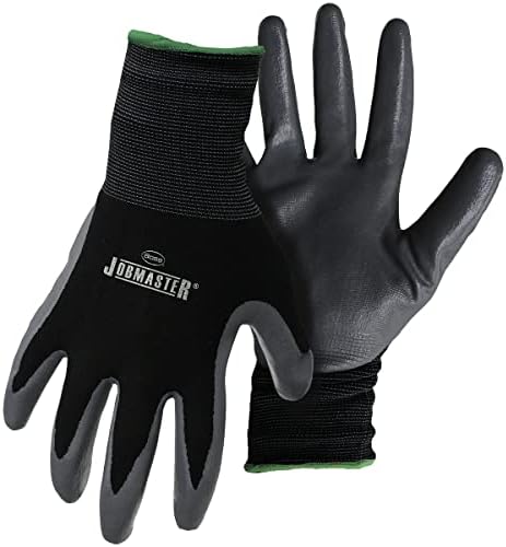 Boss Men's Jobmaster Nylon Nitrile revestido de palmeira luva, resistente à abrasão, garra não deslizante, preto, médio,