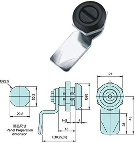 WTAIS Security Gabinete elétrico Bloqueio Turn Turn Zinc Blek Bright Chrome para painéis elétricos Caminhões de cilindro