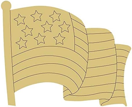 Design de bandeira por linhas Cutout inacabado Wood Flag USA 4 de julho Freedom America Door Danger MDF Shape Canvas Style 5 Art 1