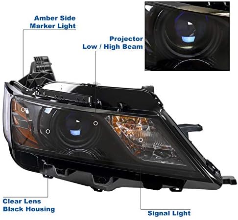 ZMAUTOPARTS HALOGEN Projector Faróis Black W/6 LED LED azul DRL Compatível com 2015-2019 Chevy Impala