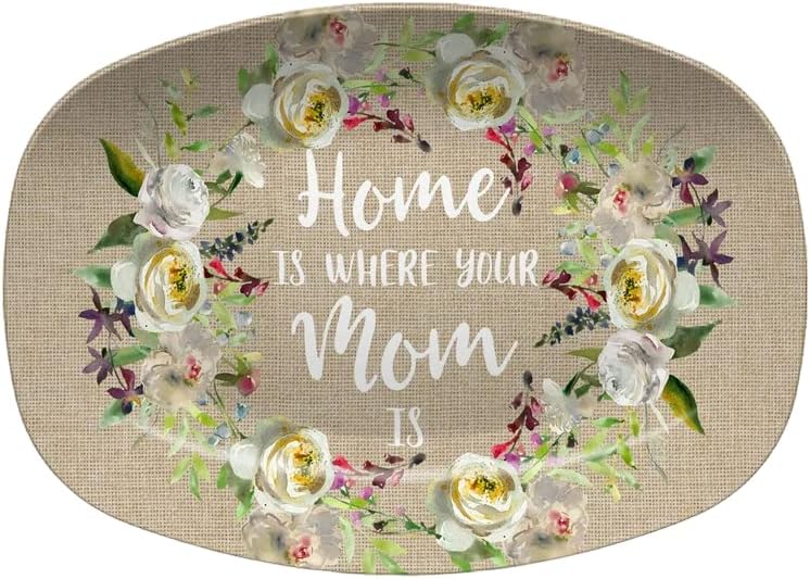 Platter de presente do dia das mães, prato personalizado floral branco; melhor mãe de todos os tempos, casa é onde mamãe