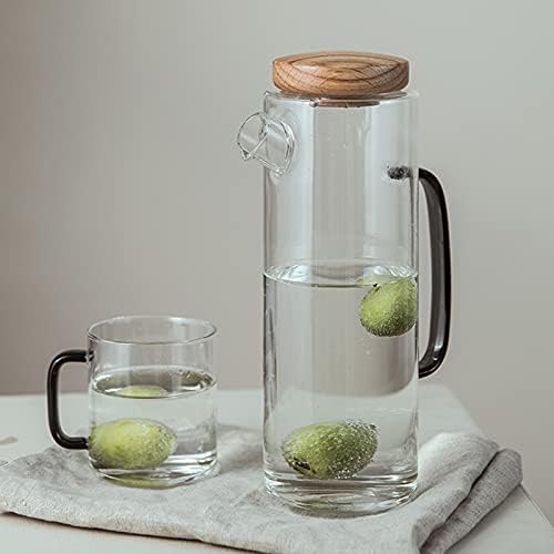 Jarro de água jarro de vidro com alça anti-escalada chaleira fria simples com tuas de tampa para limonada, bebida caseira,