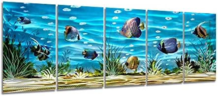 Sygallerier School of Fish Metal Wall Art artesanal 3D Costeira Obra de arte de alumínio