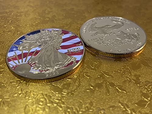 Moedas comemorativas de ouro e águia de ouro fino e prata, Estátua da Liberty Gold Coin Colored Edition Collection - 2 pacote