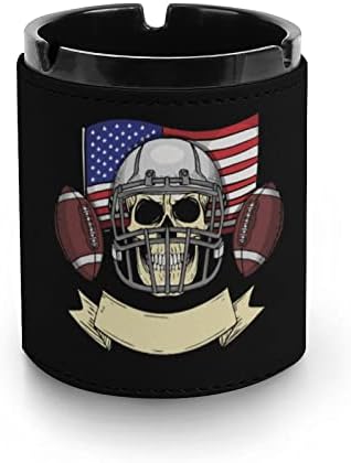 Color Skull USA Football PU couro cinzeiro de cigarros Cigarro Cigars Bandeja de cinzas para decoração de mesa de carro em