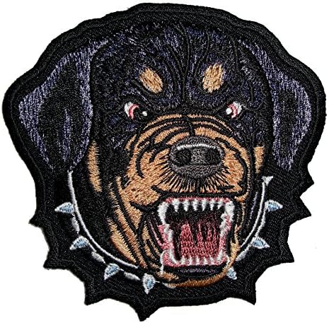 Couro Supremo Médio Rrovando Rottweiler Dog Bordado Moticeiro Patch-Black-Meddium