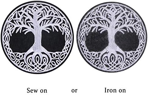 Mikimiqi Applique bordado remendo a árvore da vida em costura nórdica ou ferro em manchas para fantasia de bricolage, jeans, jaquetas,