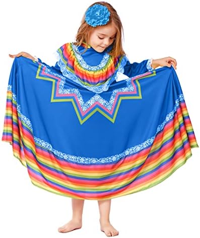 Vestido mexicano para meninas vestido mexicano tradicional Cinco de Mayo Fiesta Dress Folklorico Dress para crianças