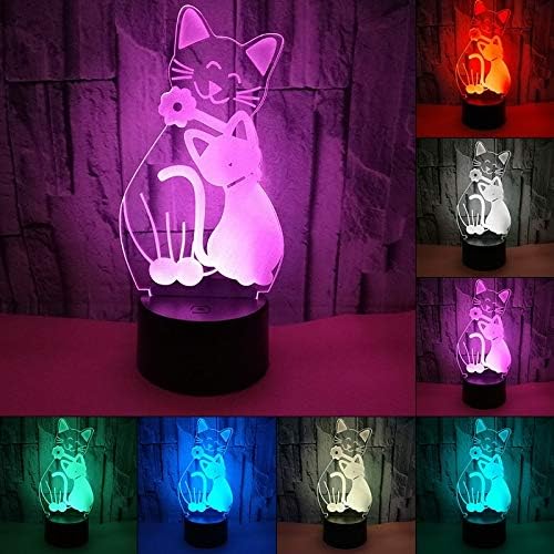 Ferramenta Sove Lovely Cat 3D LED Night Light com 7 cores para decoração de casa Amazing Visualização Ilusão Optical