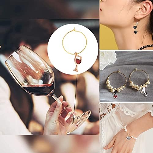 Sunnyclue 1 Box 18 sets 18 estilos Wine Charms de vidro anéis