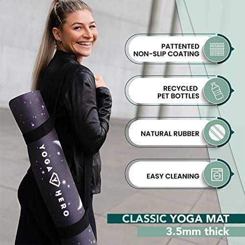Yoga Hero 2 em 1 tapete de ioga impressa para mulheres e homens tapete de ioga com camurça vegana de transporte e borracha