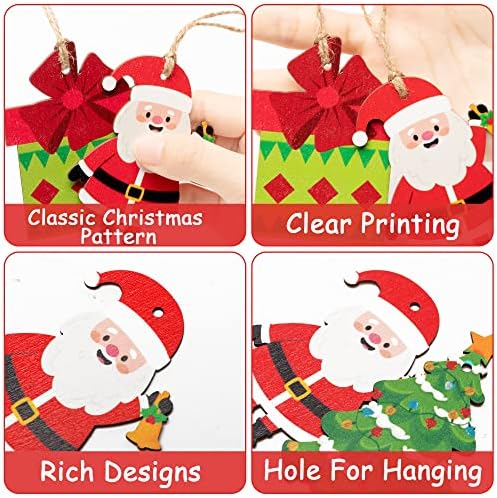 Haooryx 31pcs de natal pendurar ornamentos de madeira decorações de festas, tea de Natal