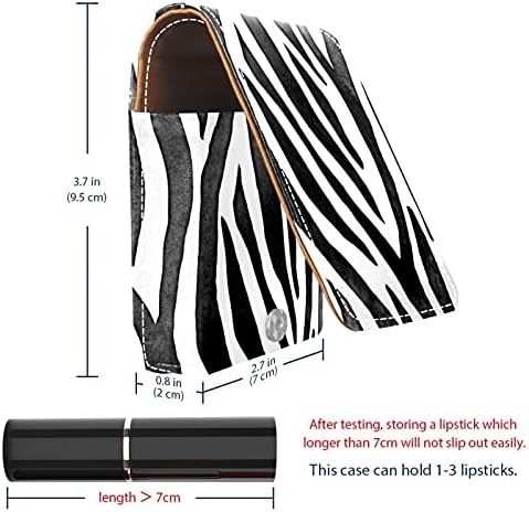 Mini Lipstick Case estética Zebra impressão Batom branco preto Organizador de batom com botão espelhado Bolsa de cosméticos