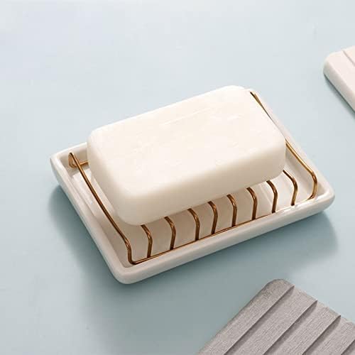 AMAYYAFZH SOAP DISHESZ CERAMICA CERAMICO Aço inoxidável Counter Banheiro Sabonizador Caixa de prato de prato Caixa de prata