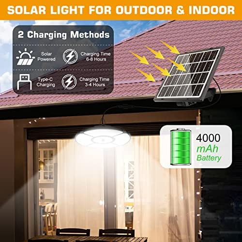 MEIKEE SOLAR PENENTE LUZ LUZ LIGADO LIGADO LIGADO, 152 LEDS 4+1 folhas Sensor de movimento Luz solar Luz 4 modos com Luzes solares diurnas remotas, 2700k/4000k/6500k