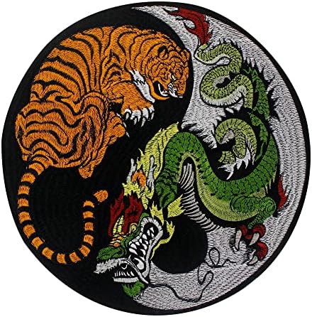Recursos House Dragon Tiger Taiji Yinyang Bordado de bordado para o colete de jaqueta Motocicleta Punk Biker Ferro no crachá