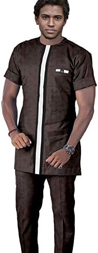 Bazin Riche African 2 peças para homens Imprimir camisas impressas e calças Ancara Top Top Top Plus Tamanho Casual Ruaco