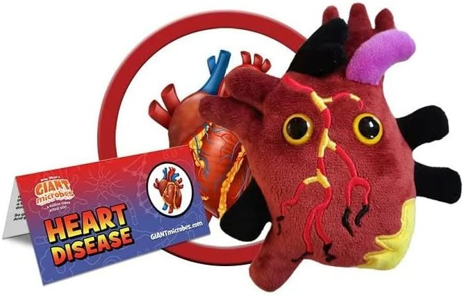 GiantMicrobes de doença cardíaca Plush - Aprenda sobre a saúde do coração e o sistema cardiovascular com este presente educacional