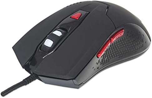 Mouse de jogos com fio de Manhattan - 800/1200/1600/2400 Resolução DPI ajustável - forma ergonômica e luzes LED de cor - vermelho/preto,