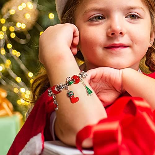 Calendário de advento para meninas 2022 Bracelete de contagem regressiva de Natal, Kit de charme de preenches de presente