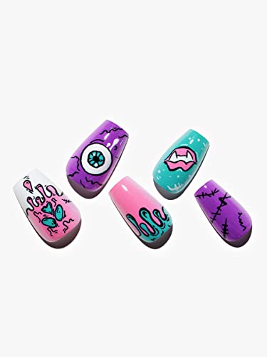 Pressione Glambermaid Press em unhas, cola de amêndoa curta preta em unhas, unhas falsas acrílico unhas falsas bastão em unhas conjuntos