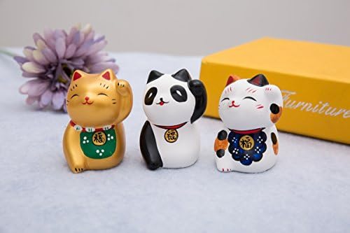 Teus colecionáveis ​​pintados à mão em preto e branco feng shui mini raneki neko sortudo panda gato fu