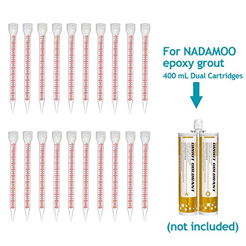 Nadamoo 20 PCs Mistura de bico de bico para 200 ml e 400 ml de cartuchos duplos, 1 diâmetro x 9-1/4 de comprimento