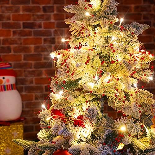 16,5 pés do dia dos namorados Berry Berry Garland String Light Christmas Mantle Decor de pérola acrílica Luzes LED quentes de bateria