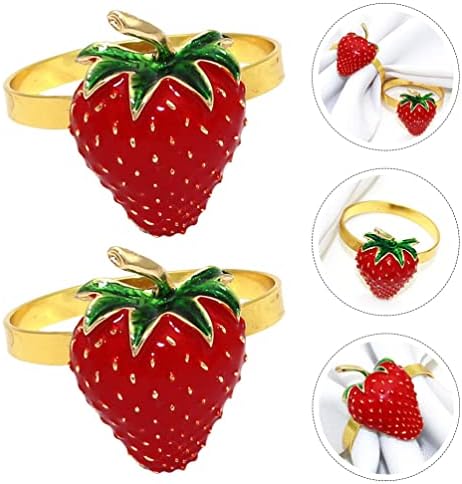 Decoração da mesa de casamento do Doitool 2pcs Strawberry Anel de guardanapo frutas do guardana