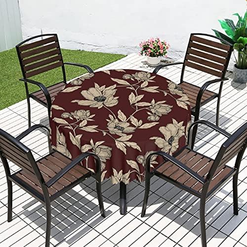 Toelas de mesa redondas de padrão floral, tecido impermeável decorativo, roupas de mesa reutilizáveis ​​duráveis, resistência à comprovante