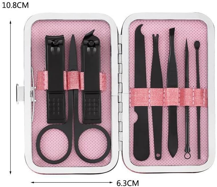 DLOETT 8 PCS Kit de clipper de unhas de aço inoxidável de alta dureza curva borda de unha Tweezer Manicure Pedicure Tools