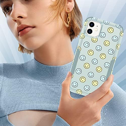 Plakill para iPhone 11 Caso de proteção 3 em 1 Designer Happy Smiley Face Drop Tested Casos fofos para mulheres Proteção à