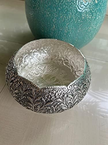 Crafting com amor Uma bela cesta de corte redondo de prata alemão Antigo, tigela de frutas / urli, diâmetro 6,5 ”