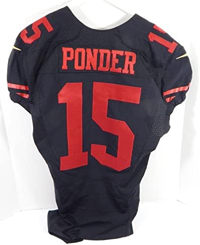 2015 San Francisco 49ers Christian Ponder 15 Jogo emitiu Black Jersey Colorrush - Jerseys de Jerseys usados ​​na NFL não assinada