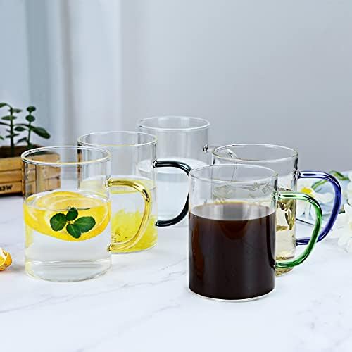 Caneca de caneca de café clara de vobaga canecas de bebidas quentes, xícara de vidro isolada com alça para café, chá, água,