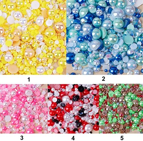 60g Mix Resina Retânia de shornones planícies Halte redondo pérolas 3620pcs Tamanho misto 2mm-10mm ab cor de meia pérola resina strass para shornones para desarranjo artesanato