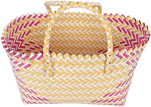 Cabilock - cesta de armazenamento de tecido com maçaneta compra de sacola de sacola de bolsa de mercearia alimentos cesta de fruta para casa para casa ao ar livre